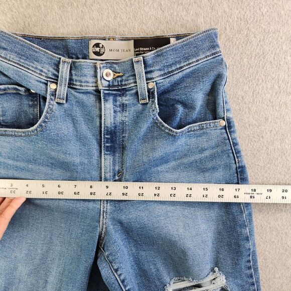 Levis Silvertab Jeans Womens 27 Blue Mom Jean Distressed Tapered High Rise VTG - Picture 9 of 16